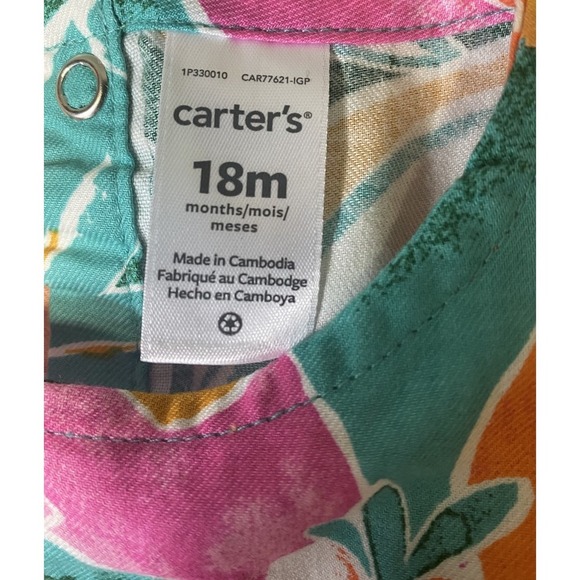 Carter's Tropical Jersey Romper For Summer Baby Girl Size 18 Months - Picture 7 of 9